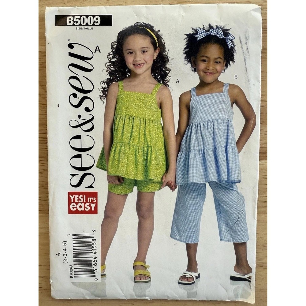 See & Sew Pattern B5009 Children's/Girls' Top Shorts & Pants Size 2 3 4 5 UC FF